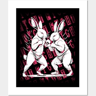 Two White Rabbits Boxing Posters and Art